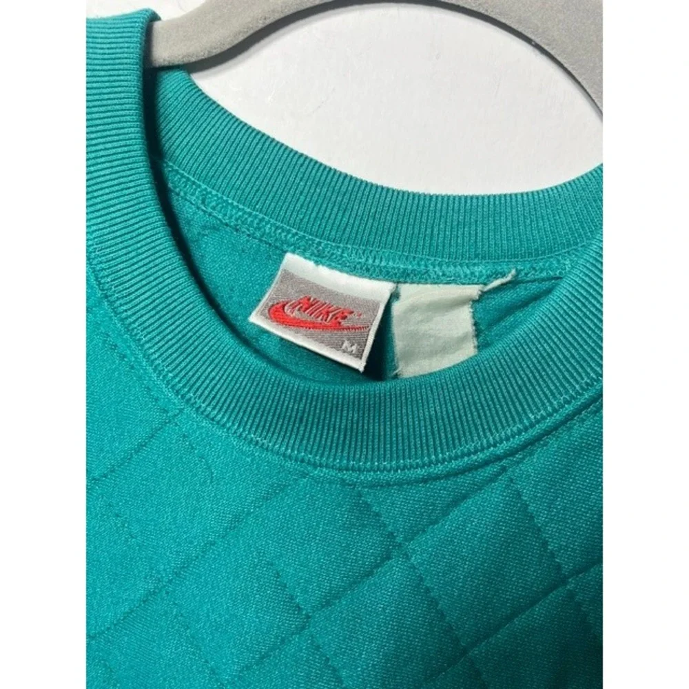 Rare Vintage Nike Quilted Crewneck Navy Green Sweatshirt Pullover Size Adult M